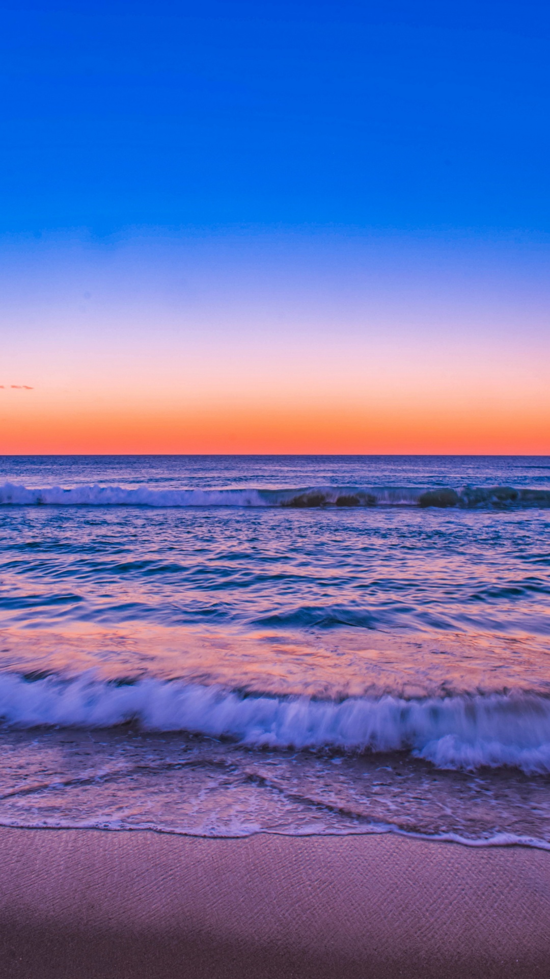 Обои закат, море, пляж, побережье, горизонт в разрешении 1080x1920