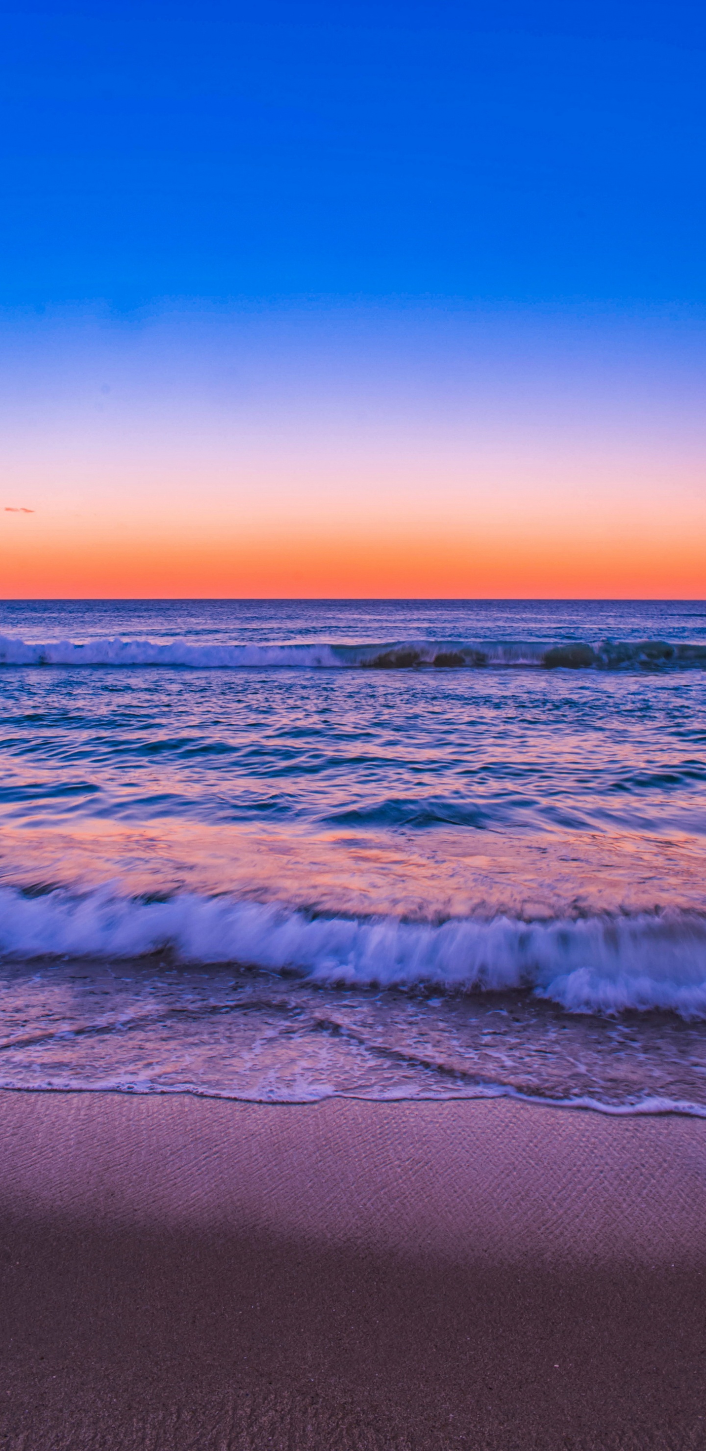 Обои закат, море, пляж, побережье, горизонт в разрешении 1440x2960