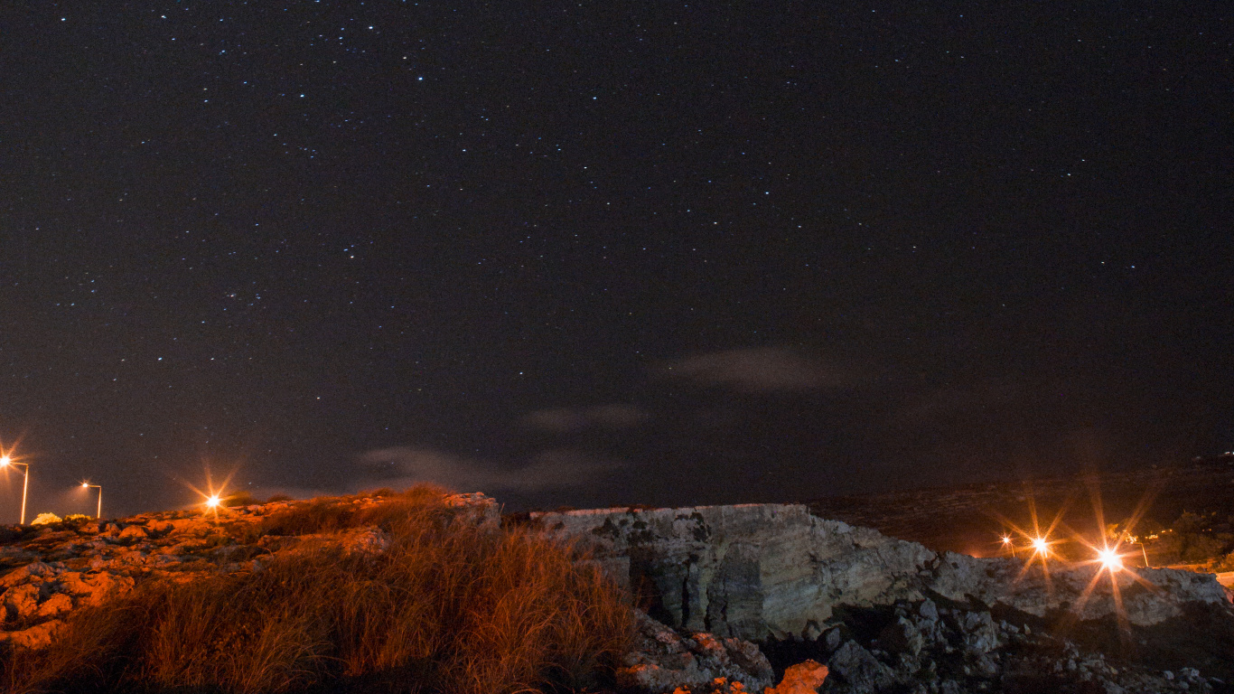 Обои астрономический объект, горизонт, ночь, утверждение, небо в разрешении 1366x768