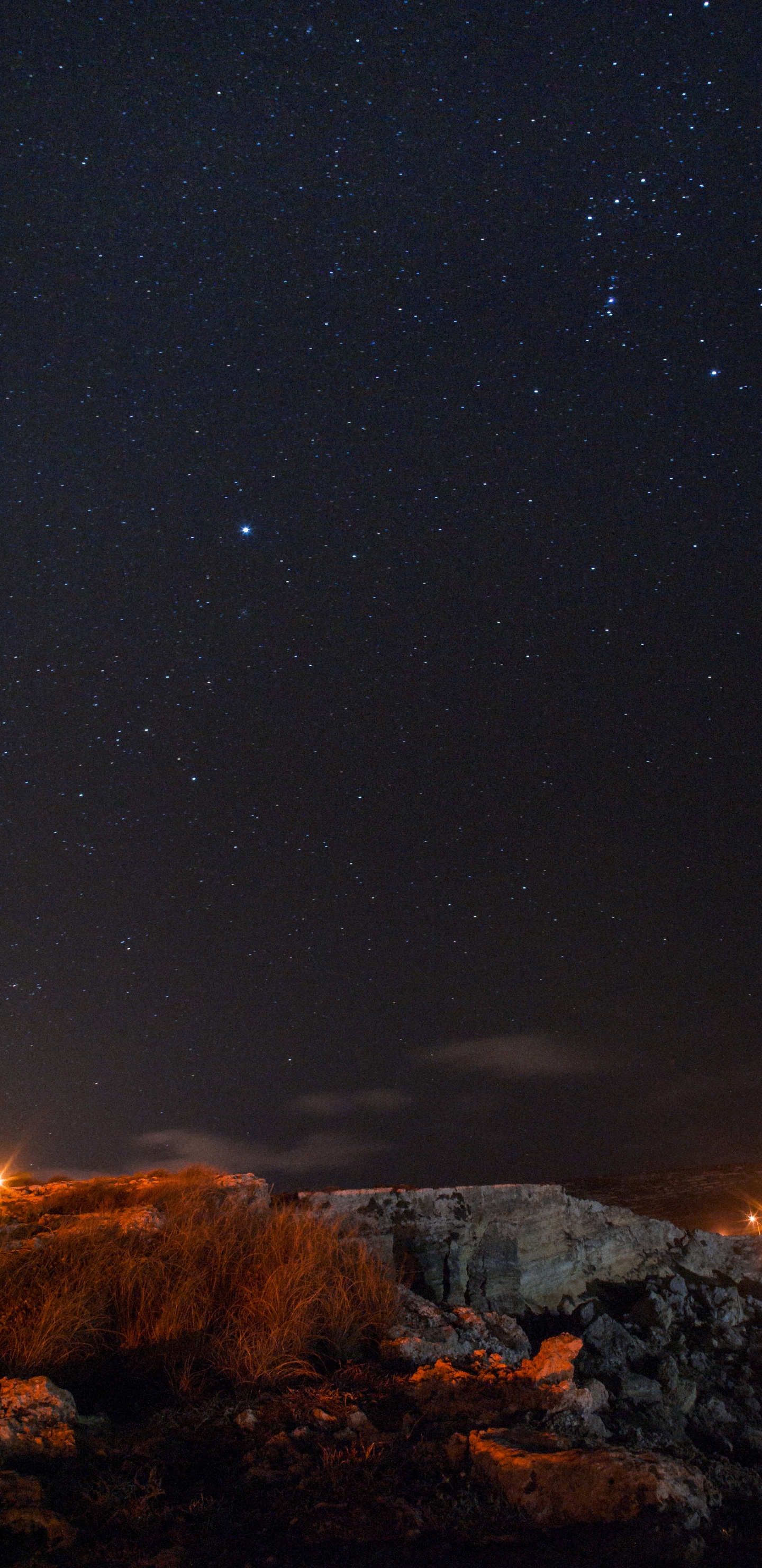 Обои астрономический объект, горизонт, ночь, утверждение, небо в разрешении 1440x2960