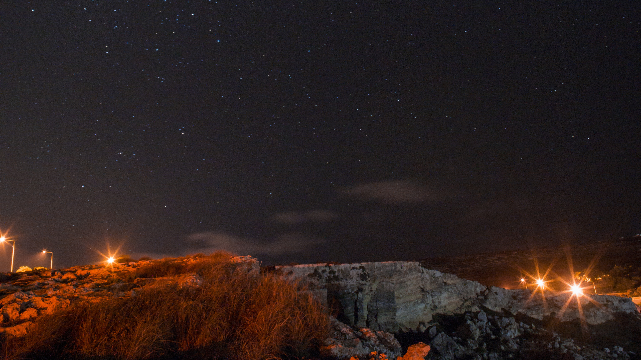 Обои астрономический объект, горизонт, ночь, утверждение, небо в разрешении 2560x1440