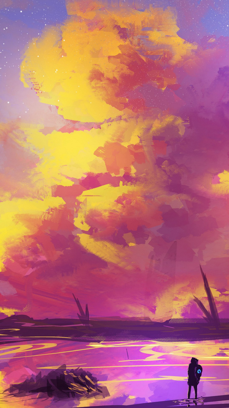 Обои живопись, концепт арт, арт, иллюстрация, облако в разрешении 750x1334