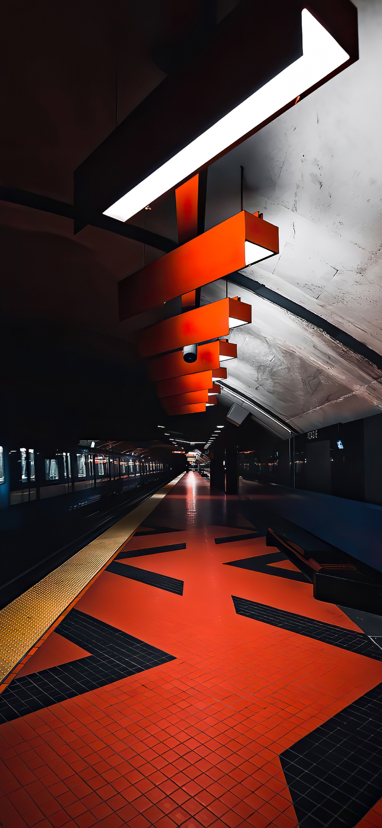 Обои свет, люминесцентная лампа, архитектура, иллюстрация, потолок в разрешении 1242x2688