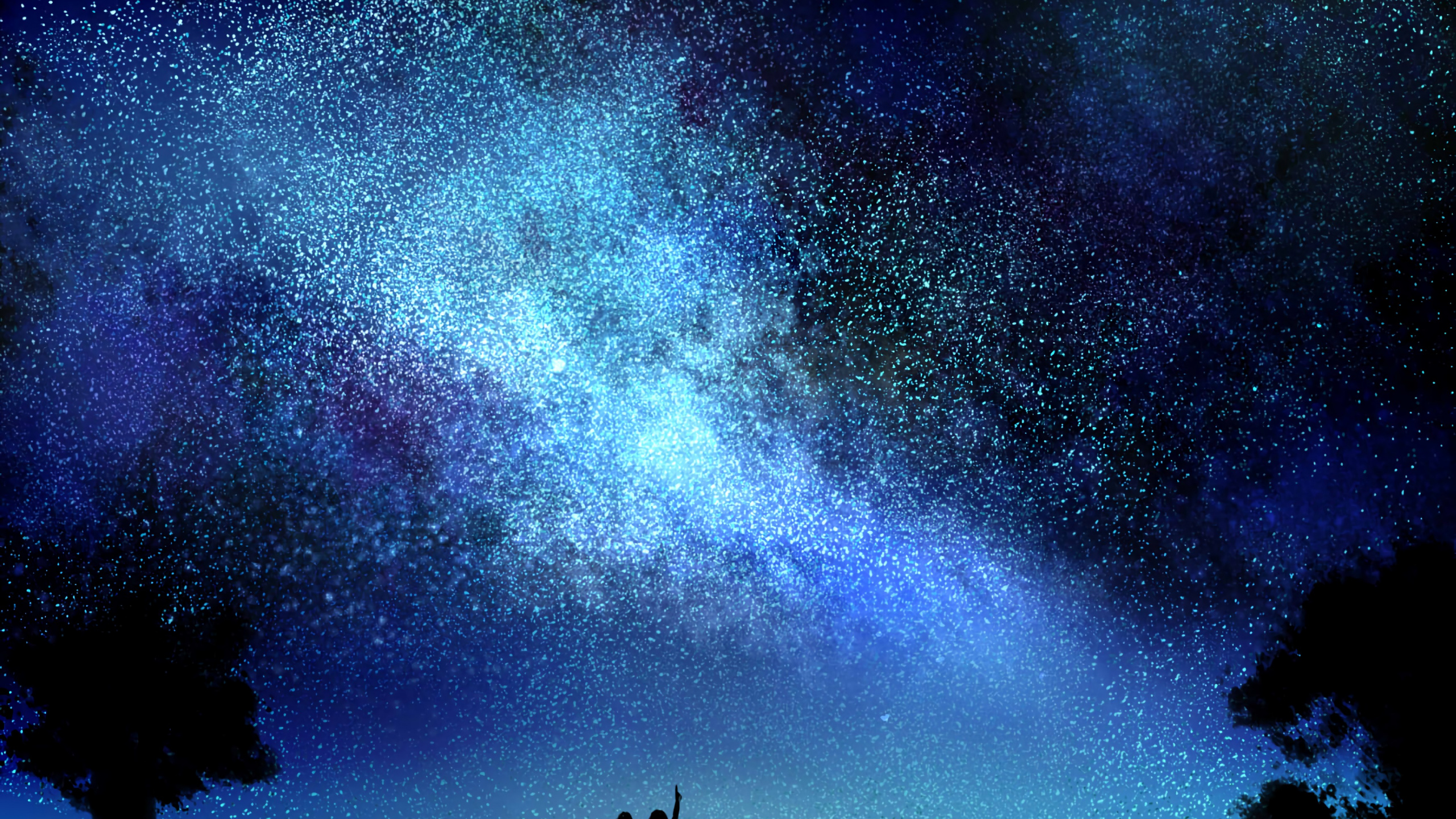 Обои Млечный Путь, природа, астрономический объект, ночь, Полночь Воспоминания в разрешении 2560x1440