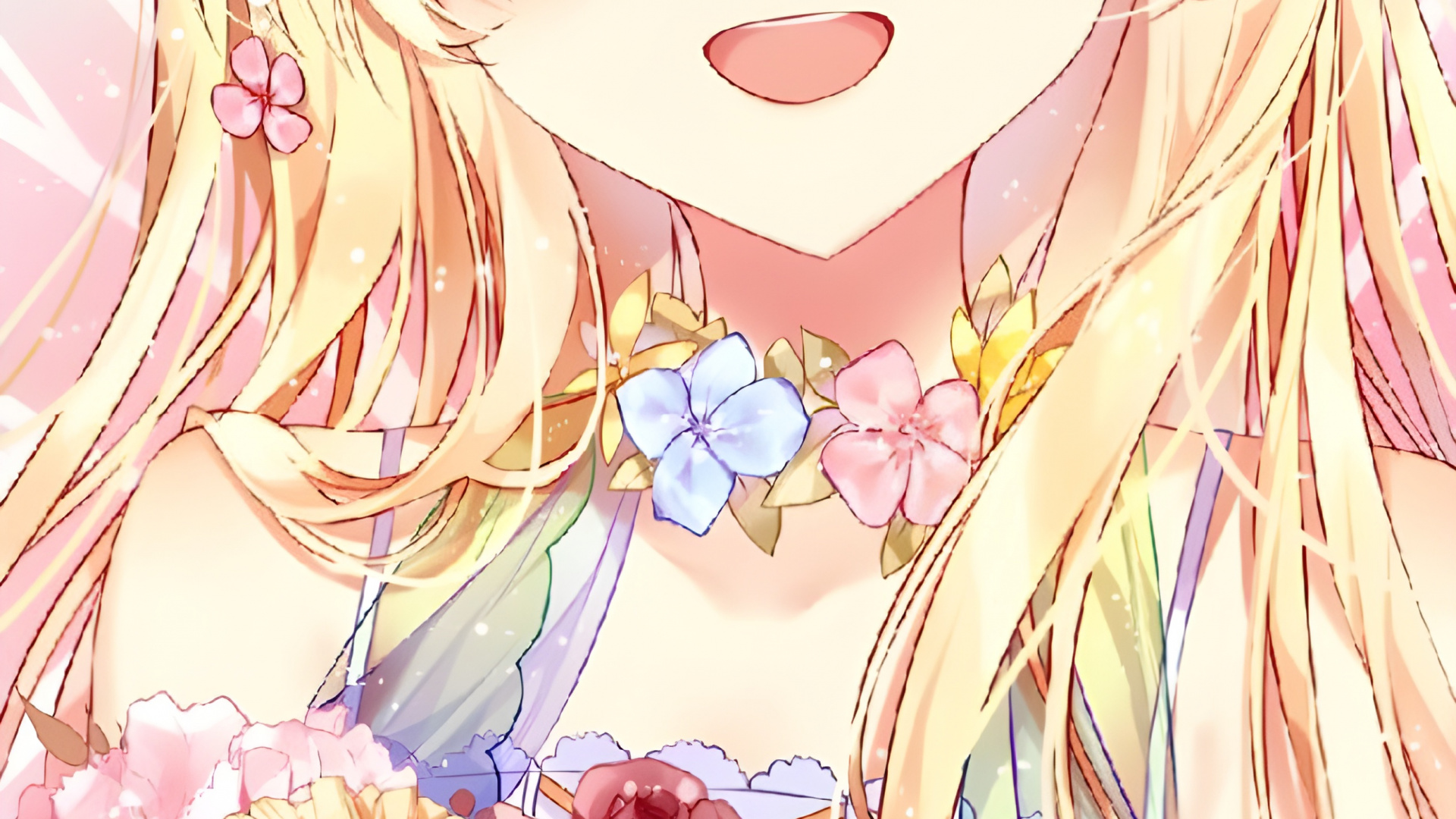 Обои аниме, милая аниме девушка светлые волосы, блондин, рукав, привлекательность в разрешении 1920x1080