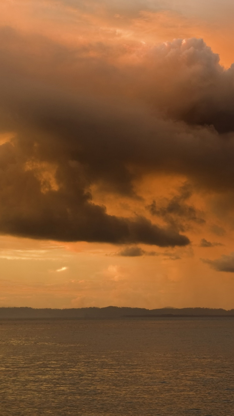 Обои Тавурвур, вулкан, облако, кучевое облако, горизонт в разрешении 750x1334