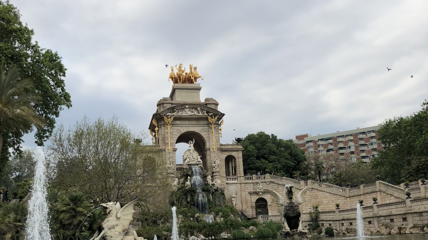 Обои Парк Цитадели, вода, достопримечательность, туризм, фонтан в разрешении 1366x768