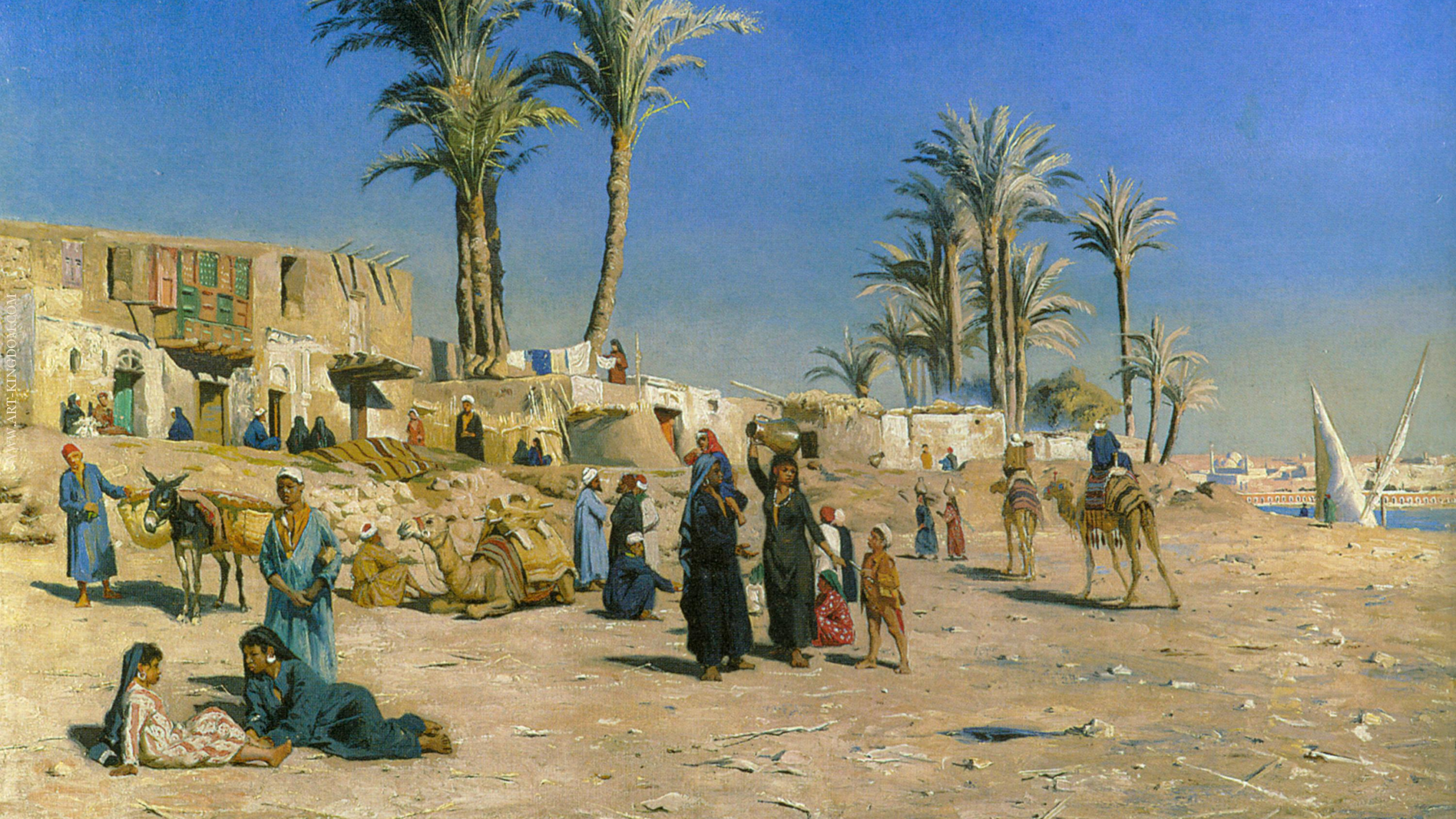 Обои произведение искусства, масляная живопись, арт, дерево, живопись в разрешении 2560x1440