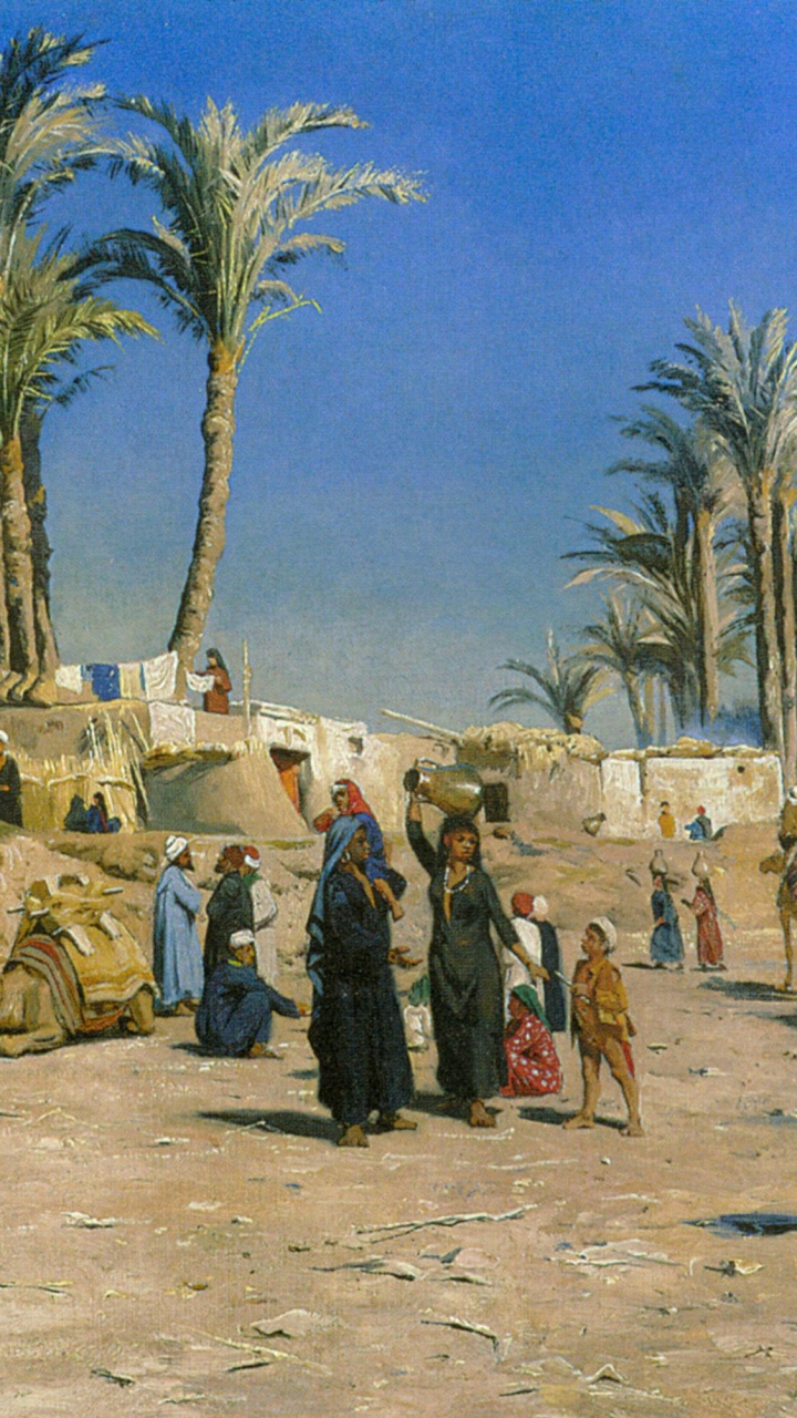 Обои произведение искусства, масляная живопись, арт, дерево, живопись в разрешении 720x1280