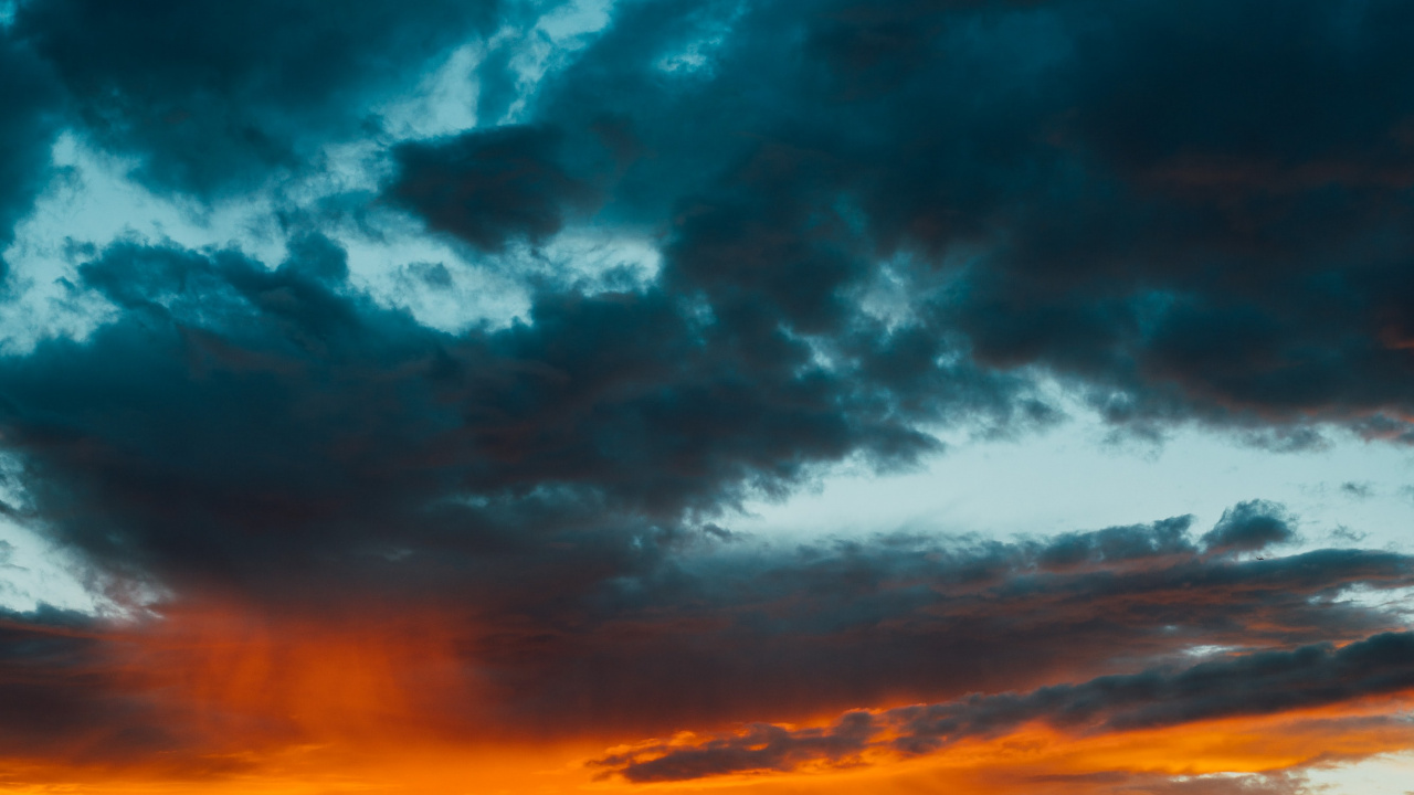 Обои облако, синий, синий зеленый, Оранжевый цвет, желтый в разрешении 1280x720