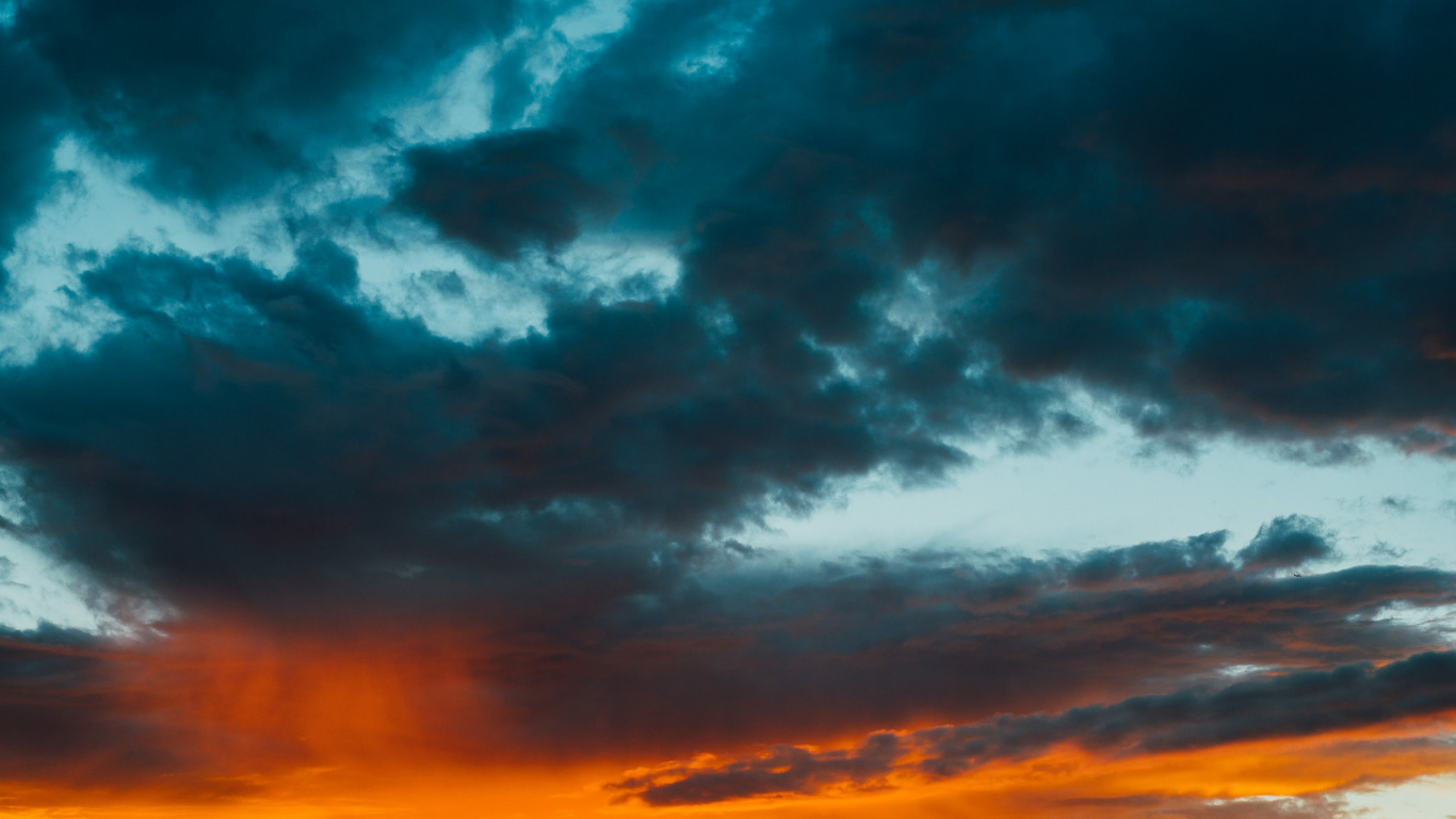 Обои облако, синий, синий зеленый, Оранжевый цвет, желтый в разрешении 1366x768
