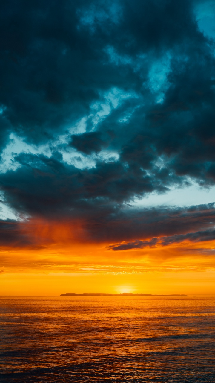 Обои облако, синий, синий зеленый, Оранжевый цвет, желтый в разрешении 720x1280