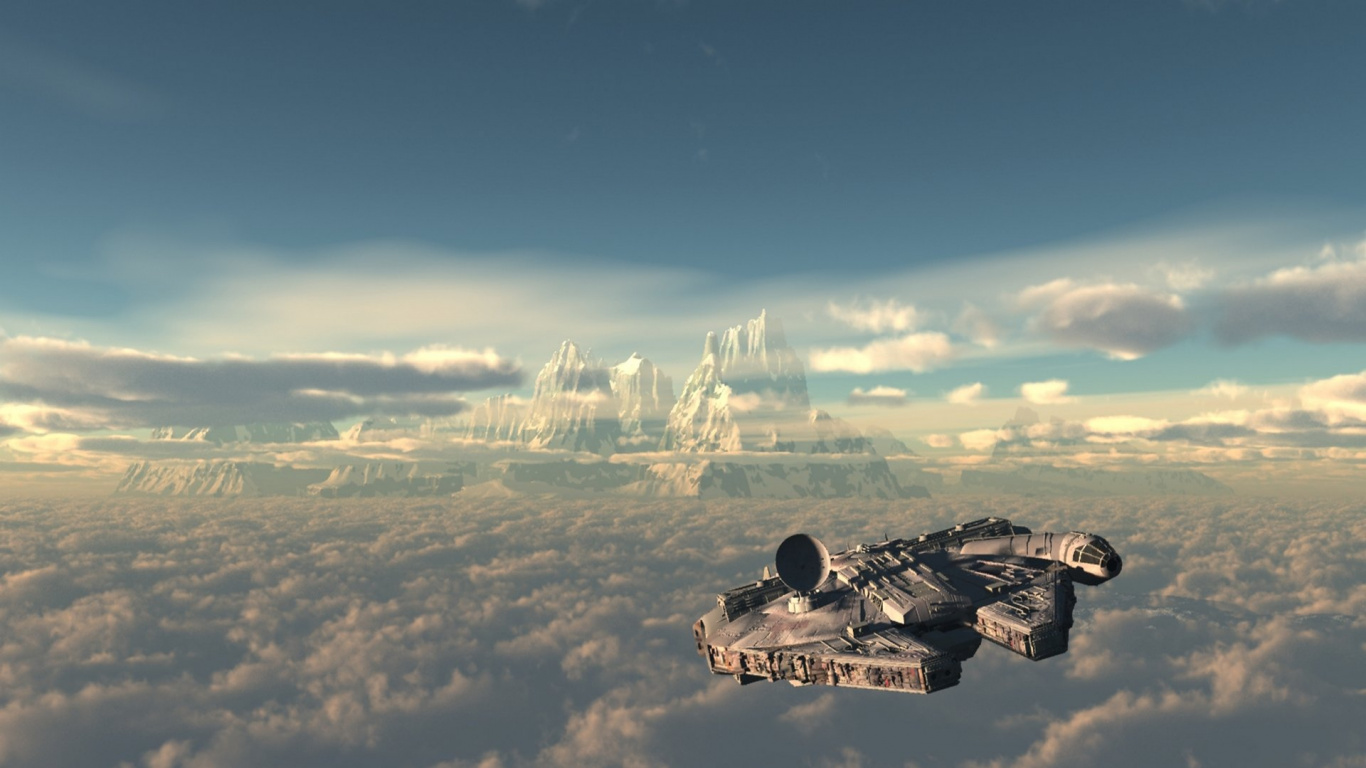 Обои тысячелетний Сокол, звездные войны, облако, атмосфера, пейзаж в разрешении 1366x768