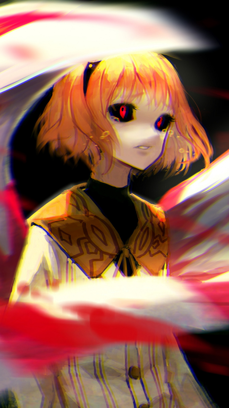 Обои hinami fueguchi, Токио вурдалак, красный цвет, розовый, аниме в разрешении 750x1334