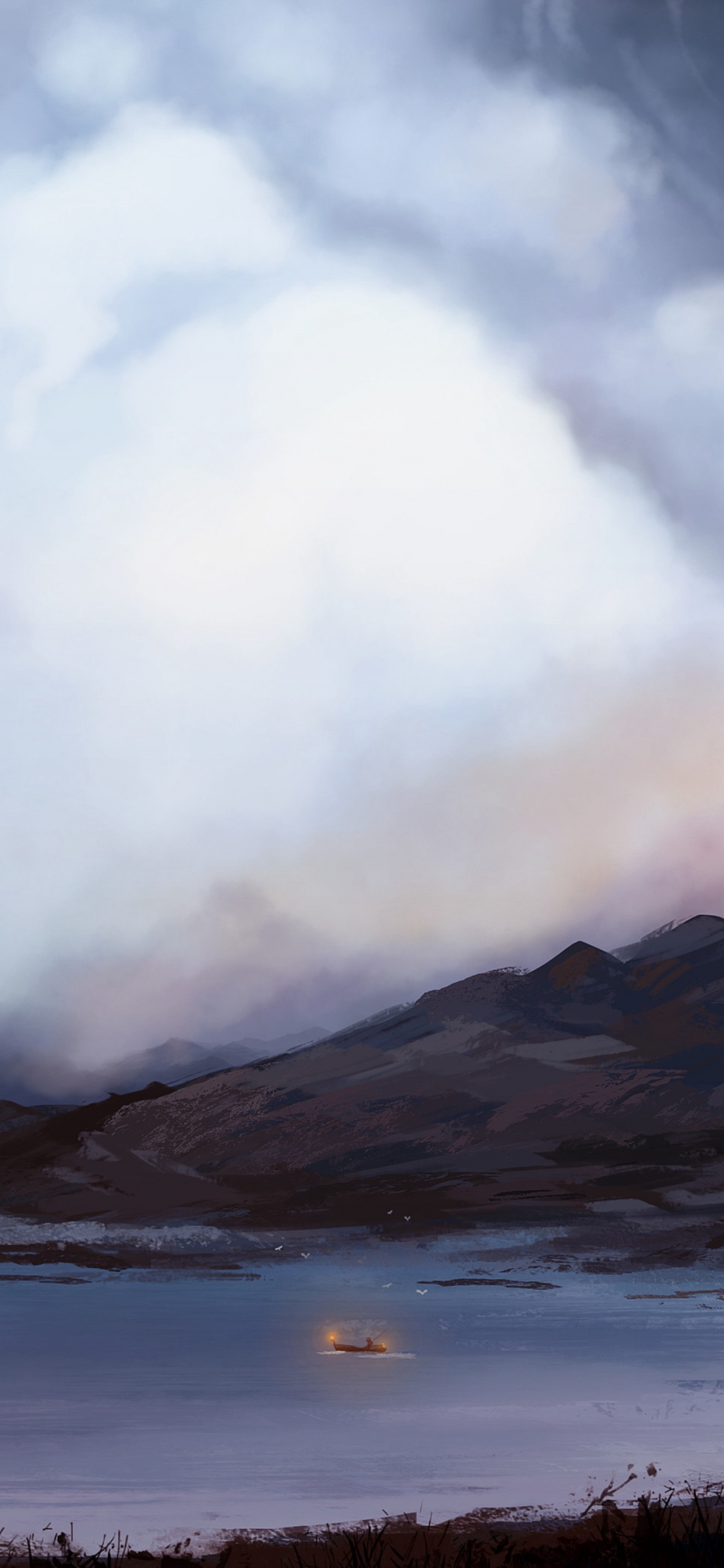 Обои облако, нагорье, гора, горный рельеф, дикая местность в разрешении 1125x2436