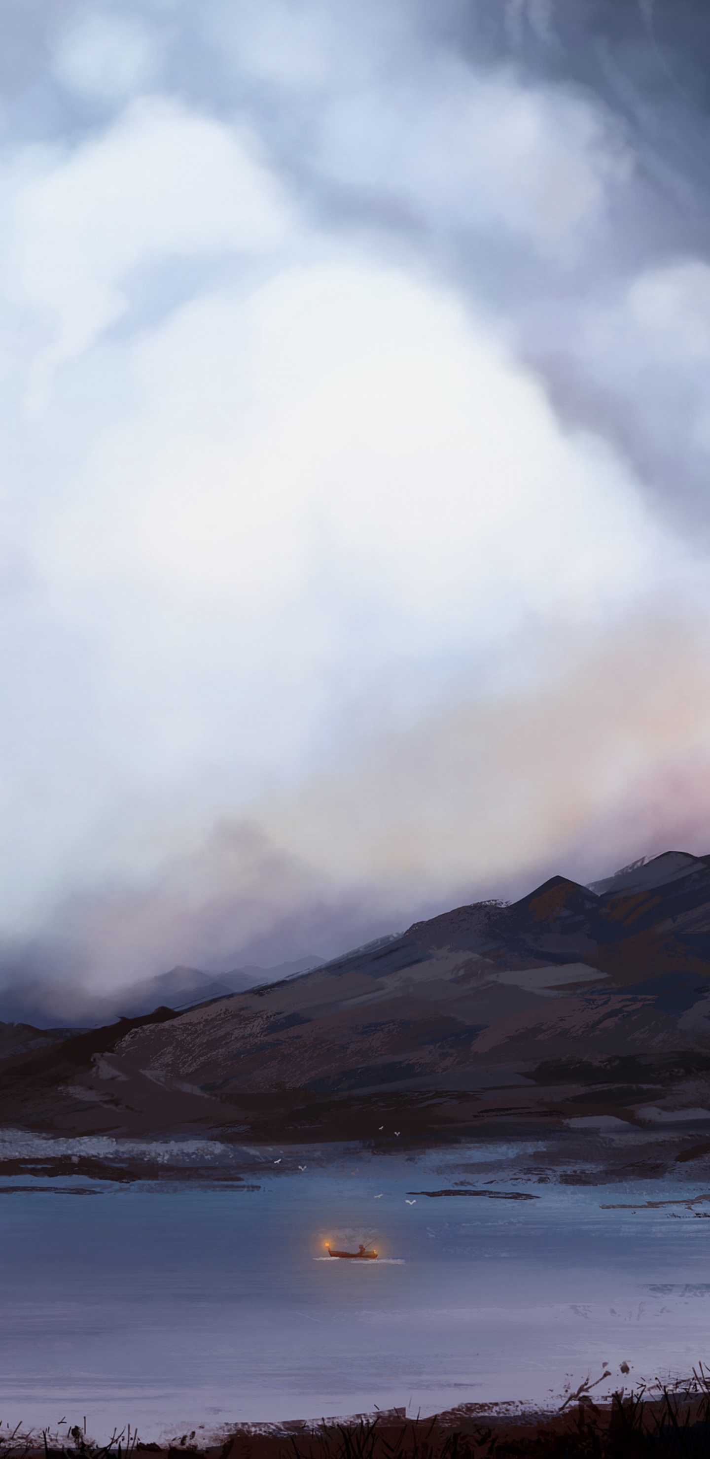 Обои облако, нагорье, гора, горный рельеф, дикая местность в разрешении 1440x2960