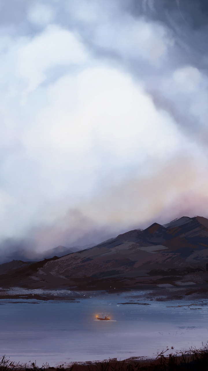 Обои облако, нагорье, гора, горный рельеф, дикая местность в разрешении 720x1280