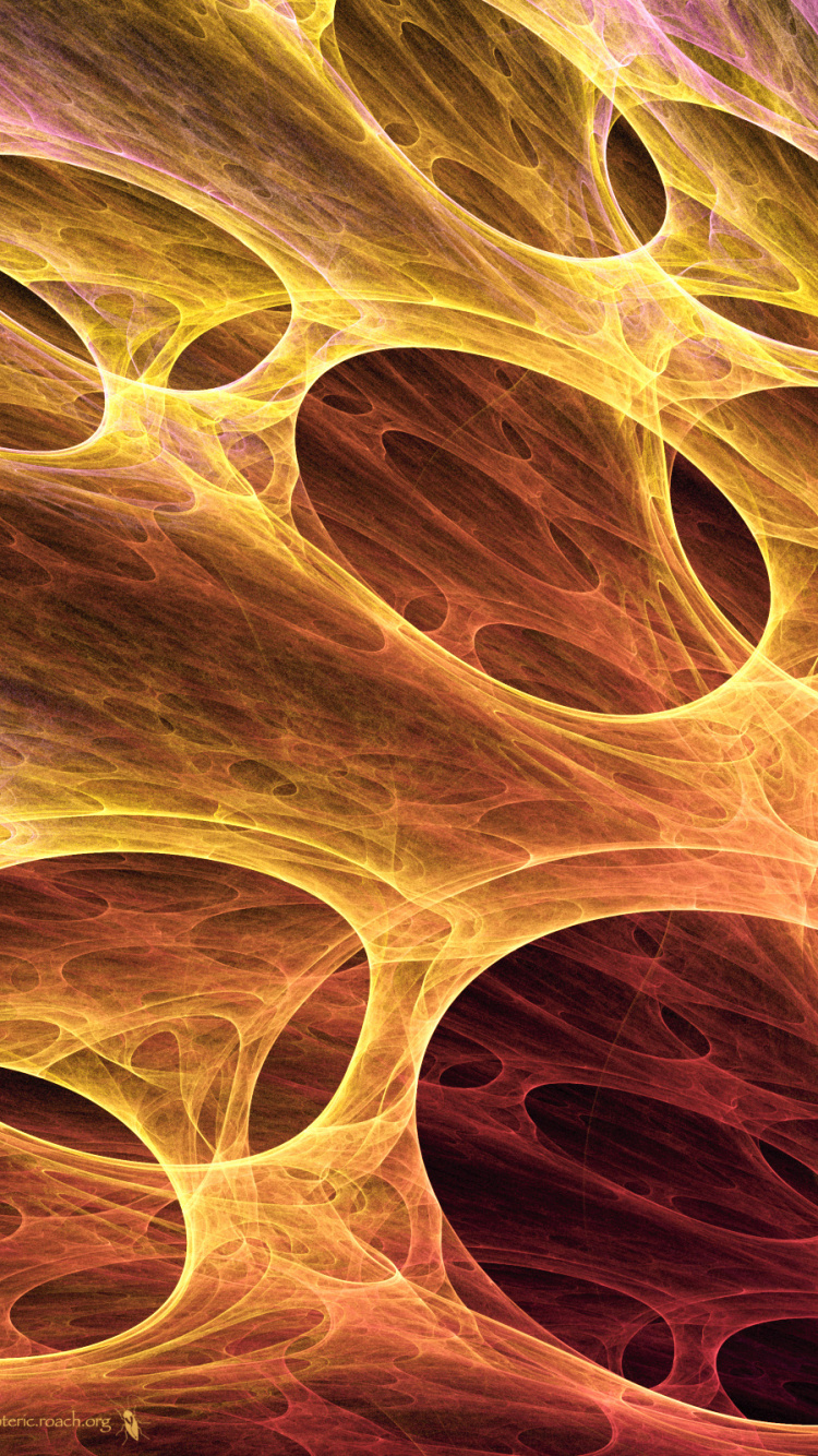 Обои фрактальное искусство, желтый, узор, симметрия в разрешении 750x1334