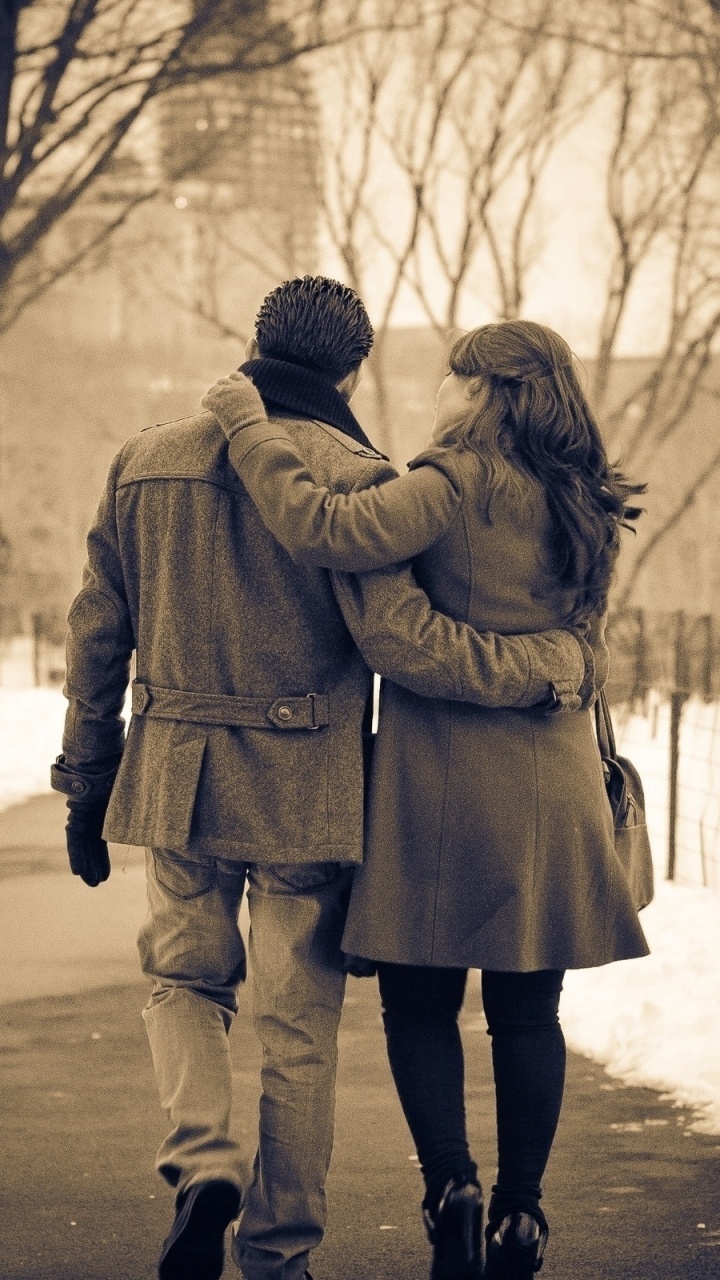 Обои замораживание, снег, дерево, романтические отношения, чувства в разрешении 720x1280