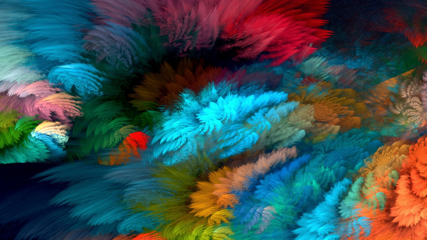 Обои абстрактное искусство, живопись, холст, арт, фрактальное искусство в разрешении 1366x768