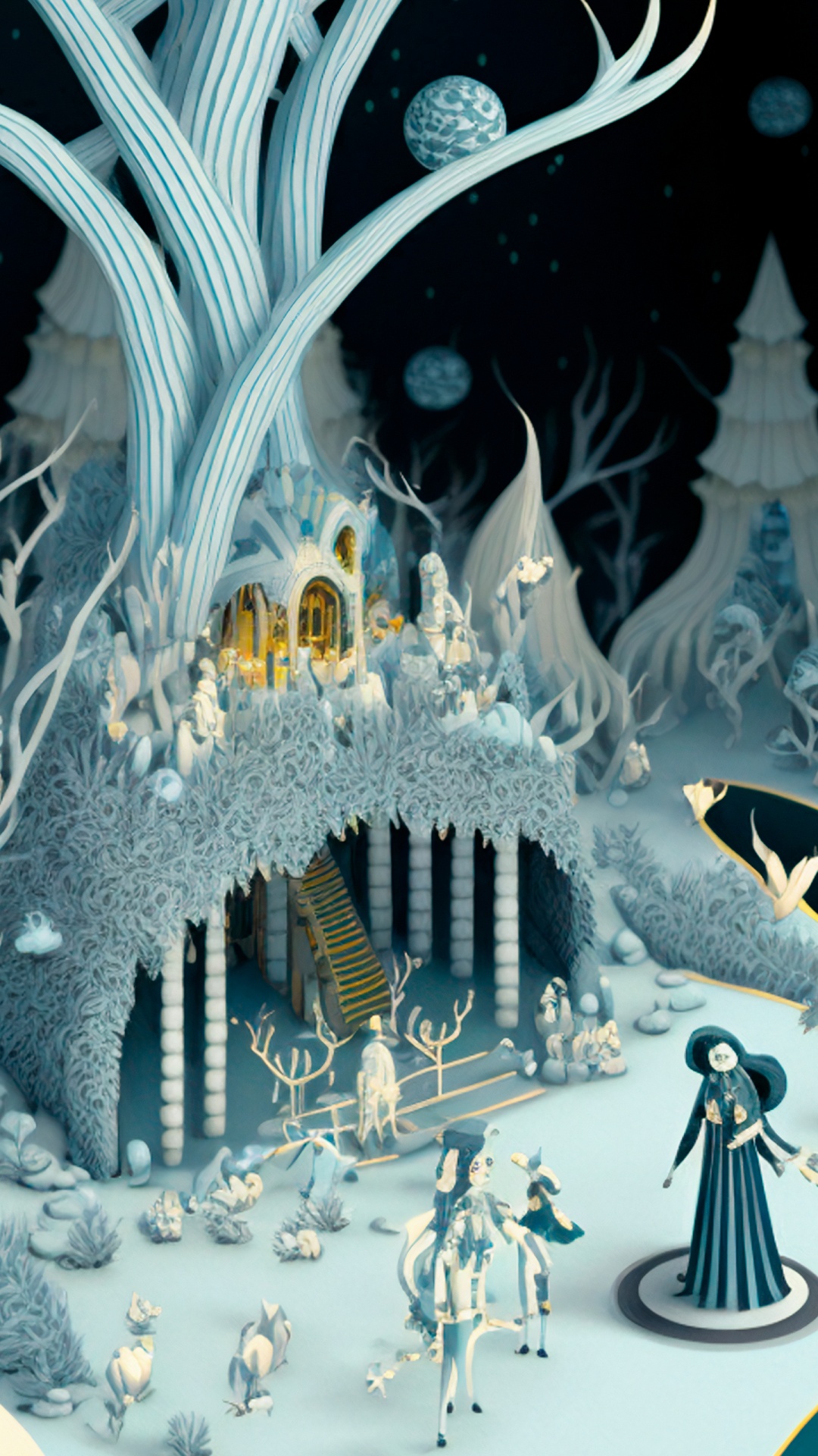 Обои зима, иллюстрация, мир, синий, свет в разрешении 1080x1920