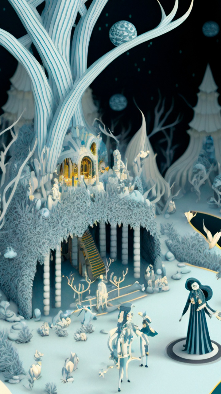 Обои зима, иллюстрация, мир, синий, свет в разрешении 720x1280