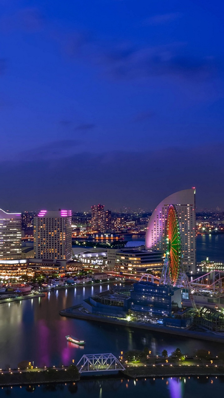 Обои Башня Иокогама, городской пейзаж, город, городской район, линия горизонта в разрешении 720x1280