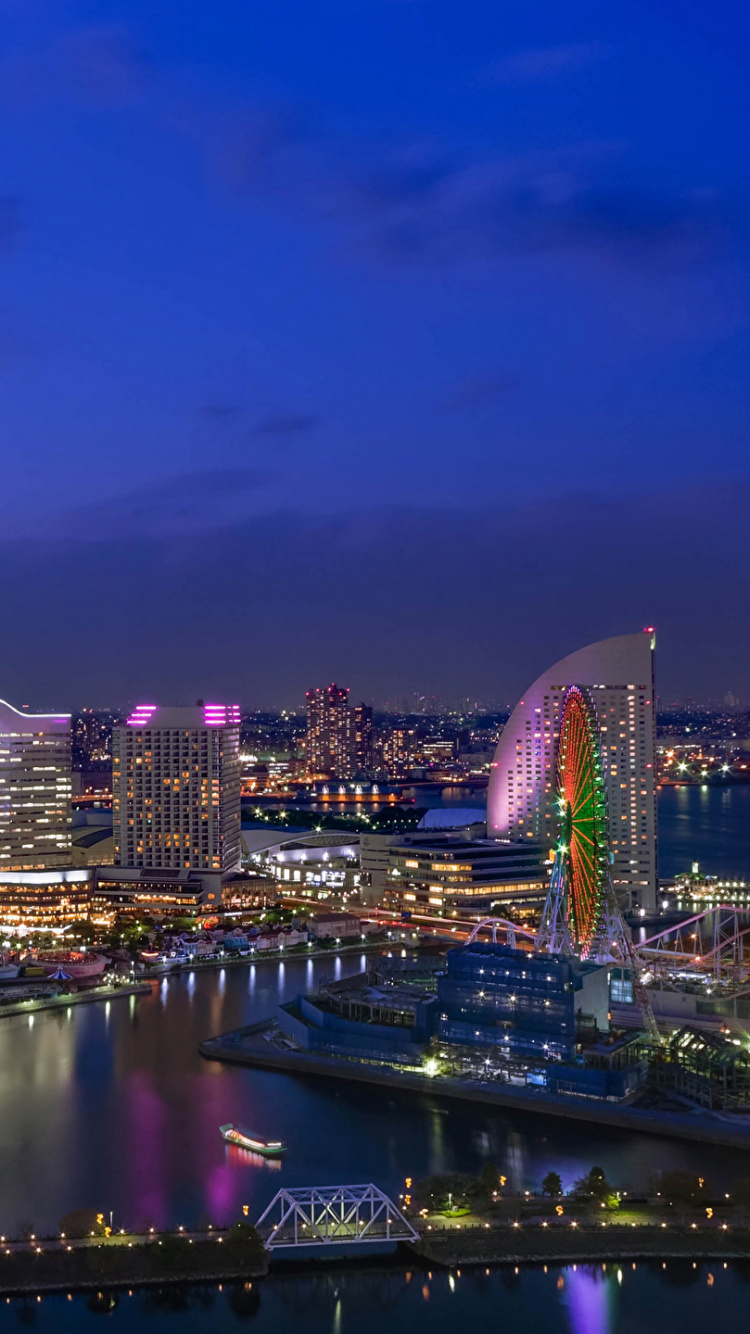 Обои Башня Иокогама, городской пейзаж, город, городской район, линия горизонта в разрешении 750x1334