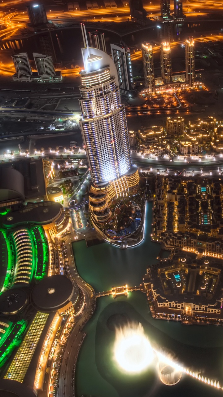 Обои Бурдж Халифа, Фонтан Дубай, Дубай Молл, город, ориентир в разрешении 720x1280
