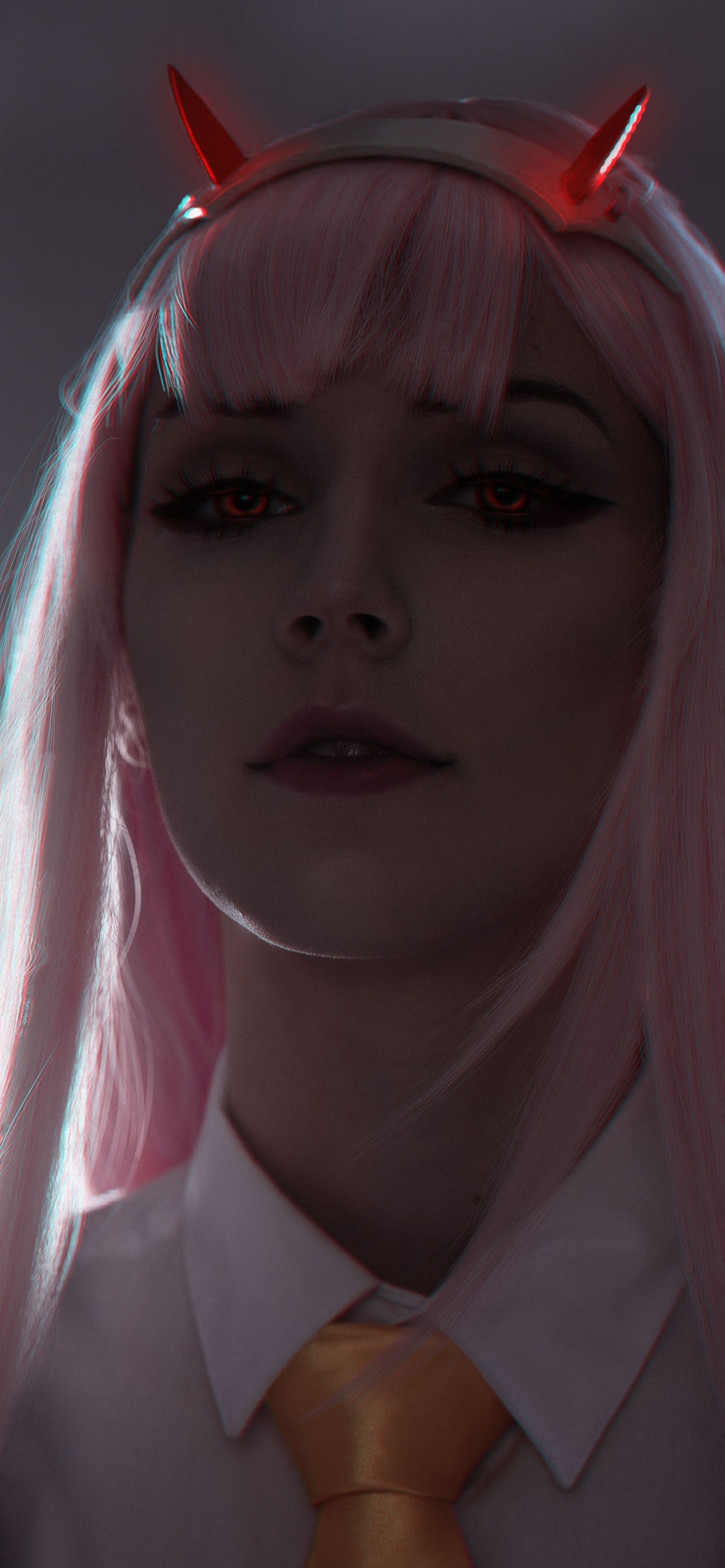 Обои Ноль Два, розовый, губа, аниме, костюм в разрешении 1242x2688