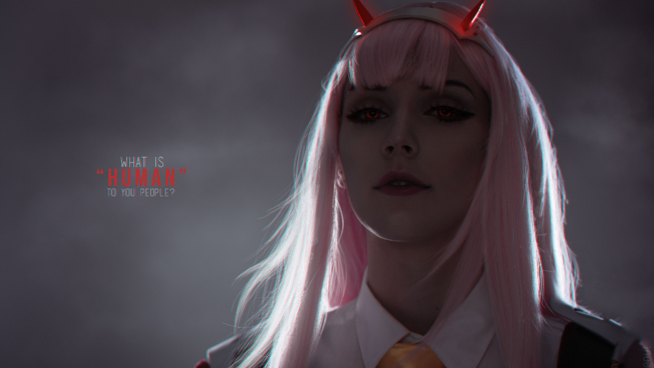 Обои Ноль Два, розовый, губа, аниме, костюм в разрешении 1280x720