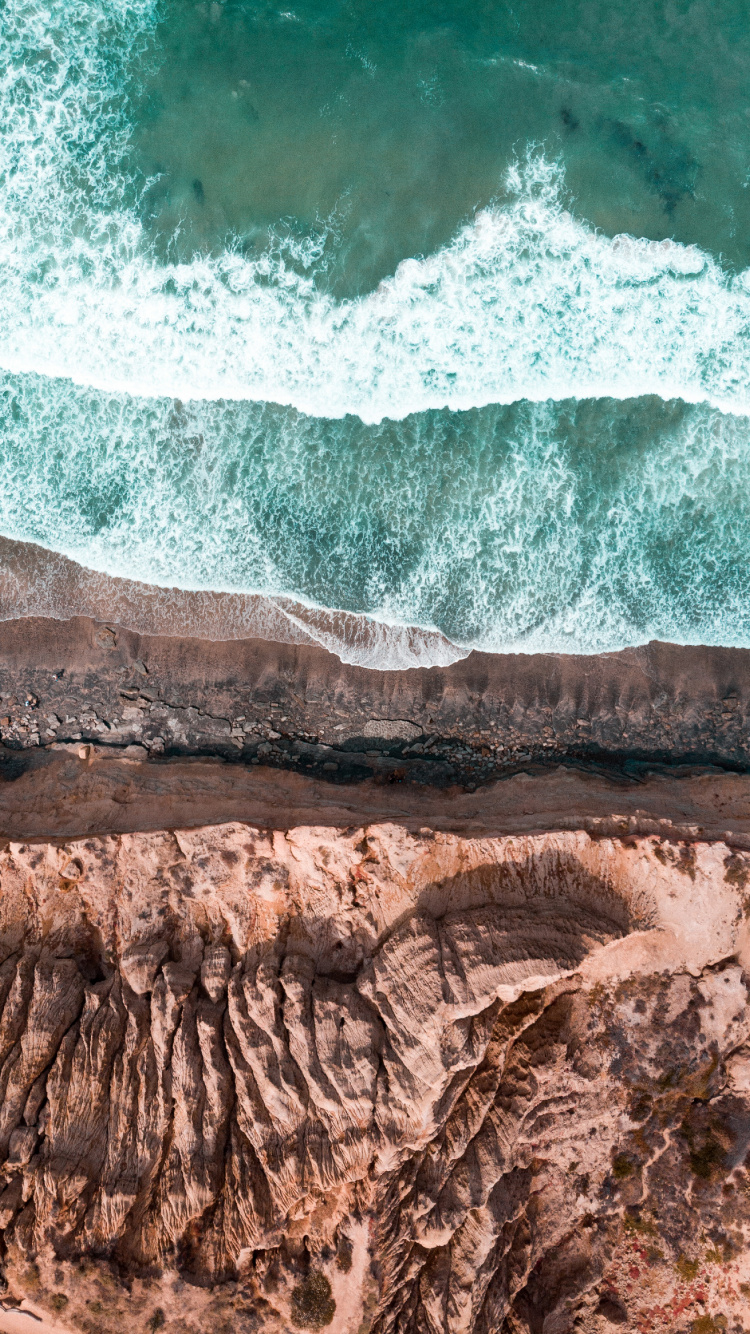 Обои море, бирюза, рок, волна, геология в разрешении 750x1334