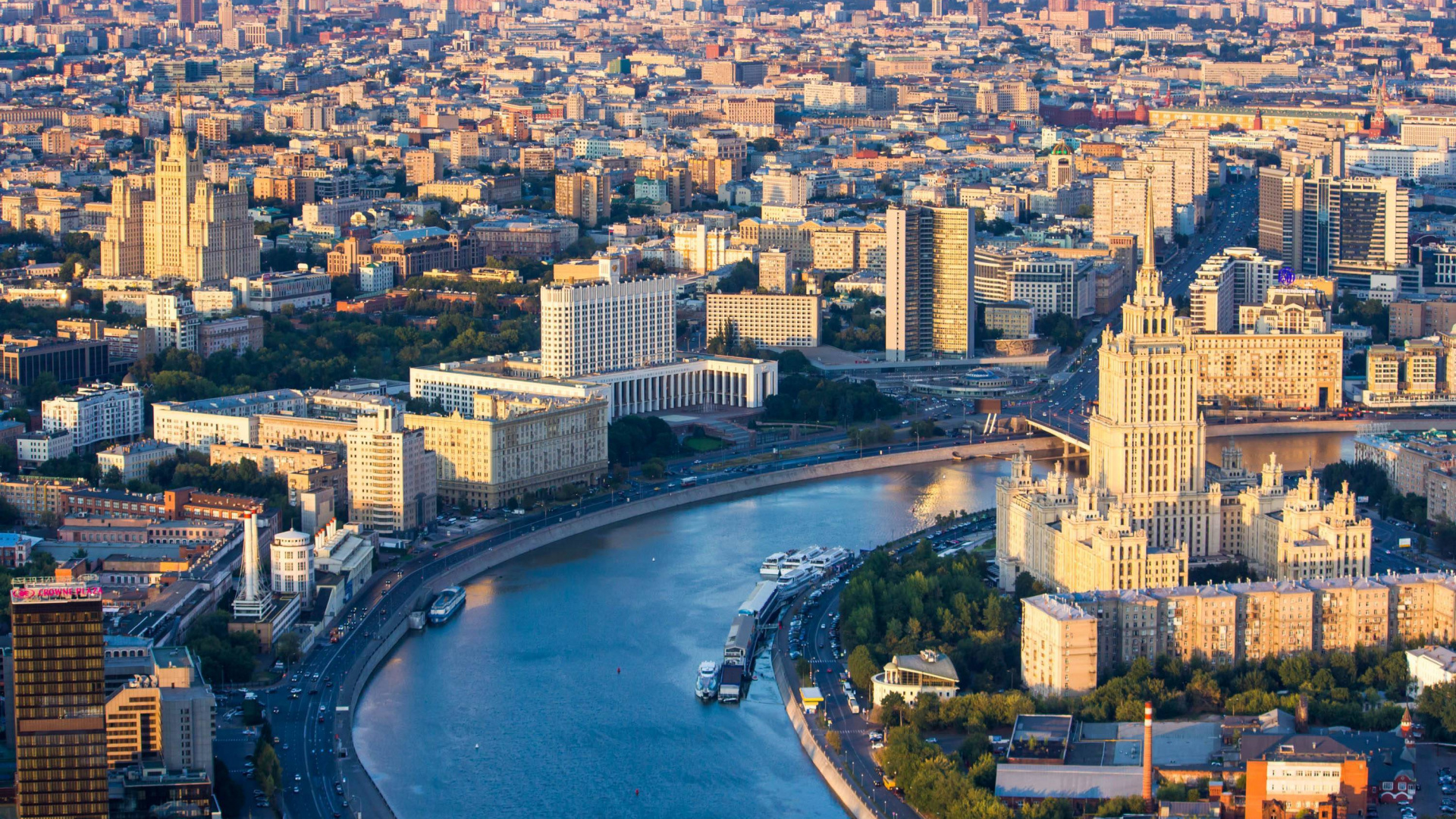 Обои метрополия, с высоты птичьего полета, Москва, горизонт, небоскреб в разрешении 1920x1080