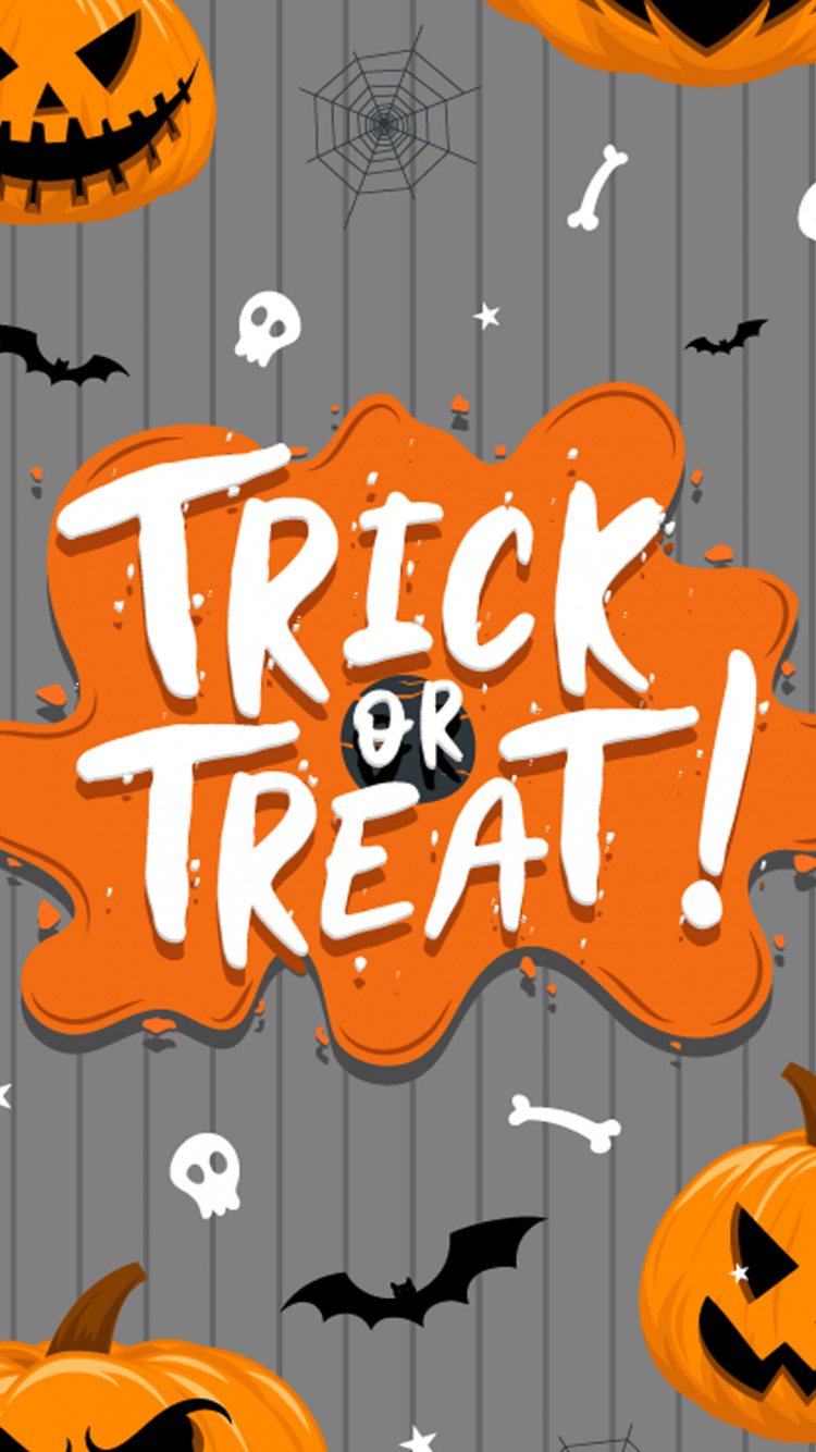 Обои Хэллоуин, Апельсин, Джек о фонарь, постер, текст в разрешении 750x1334