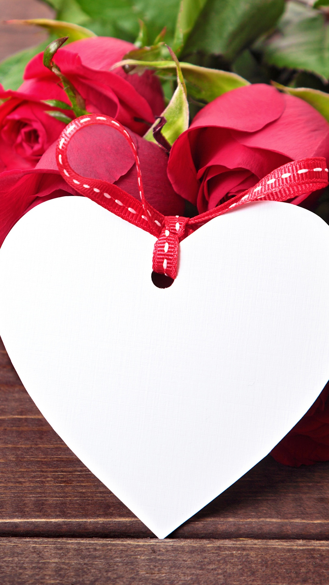 Обои День Святого Валентина, Роза, сердце, цветок, красный цвет в разрешении 1080x1920