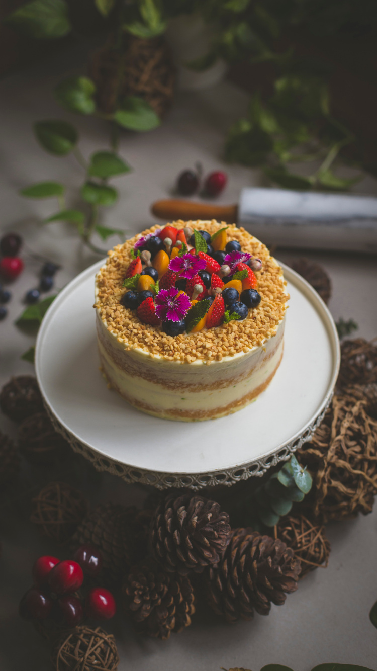 Обои обледенение, праздничный торт, выпечка, пища, сладость в разрешении 750x1334