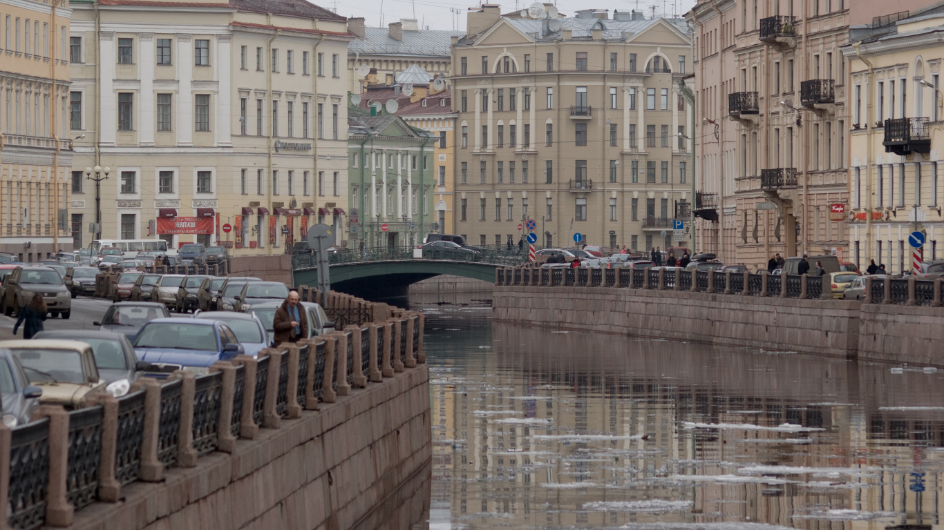 Обои Нева, водный путь, вода, город, канал в разрешении 1366x768