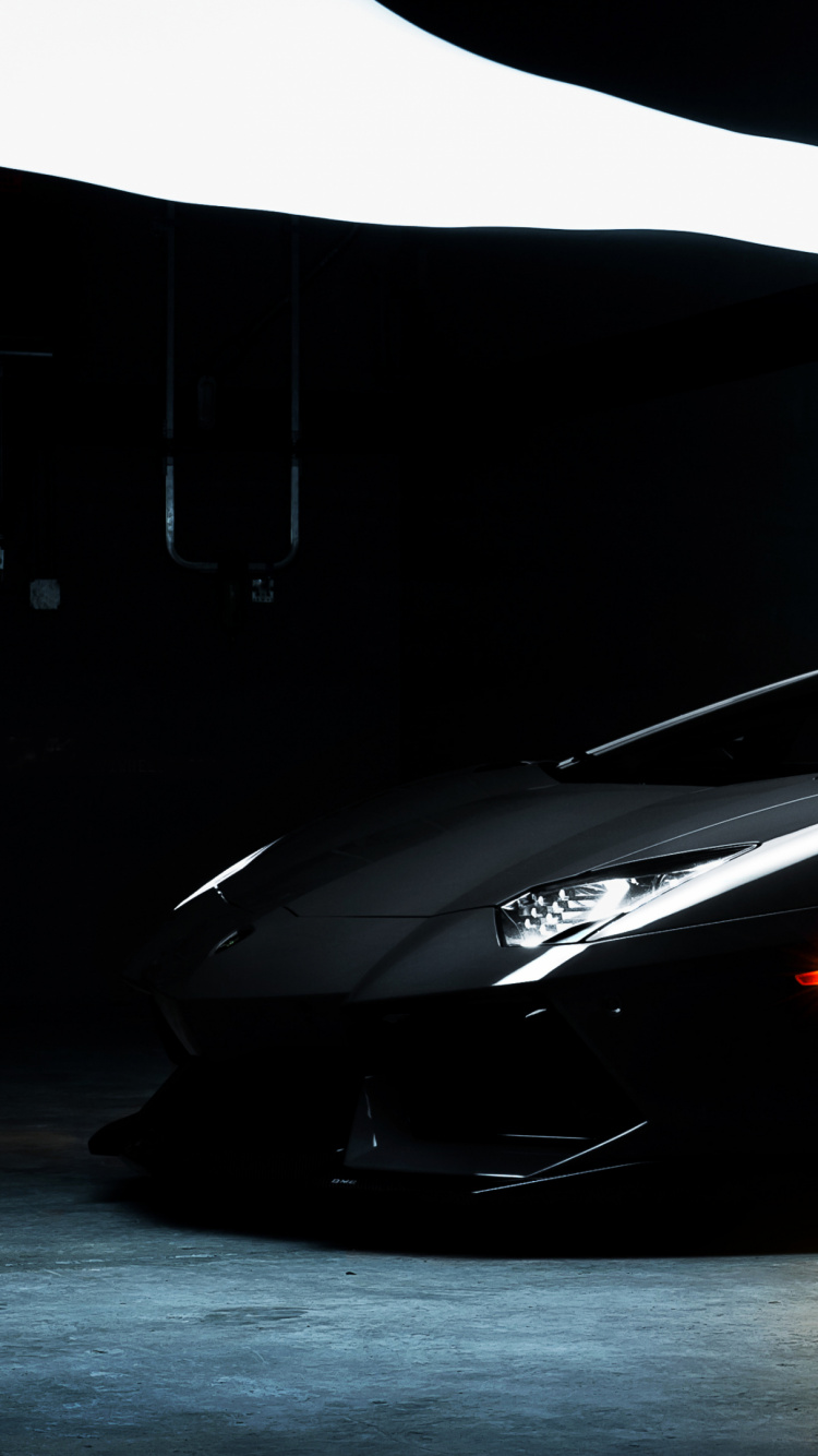 Обои Ламборджини, суперкар, спорткар, черный, вид транспорта в разрешении 750x1334