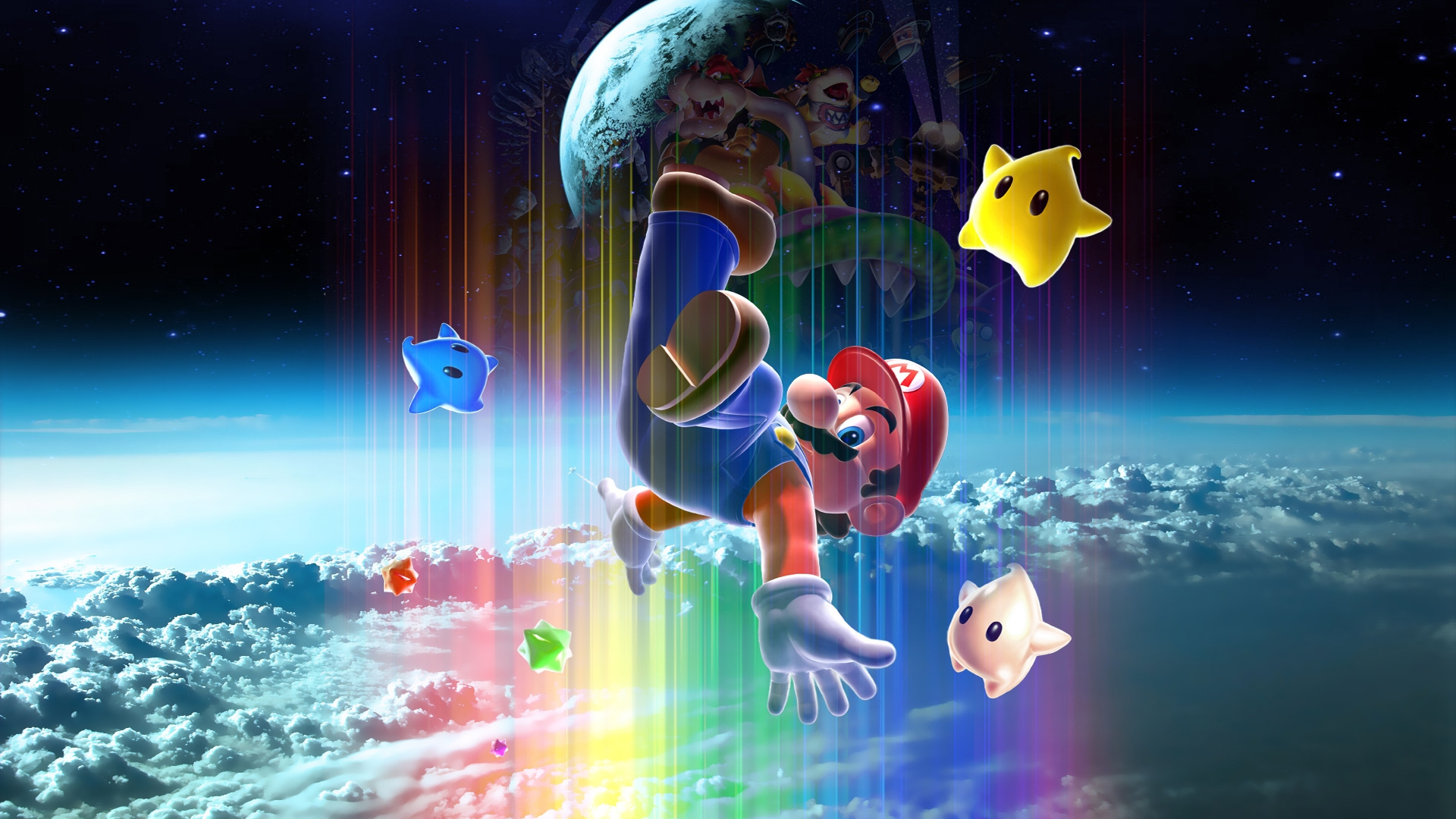 Обои super mario galaxy, космос, графический дизайн, Марио, пространство в разрешении 1920x1080
