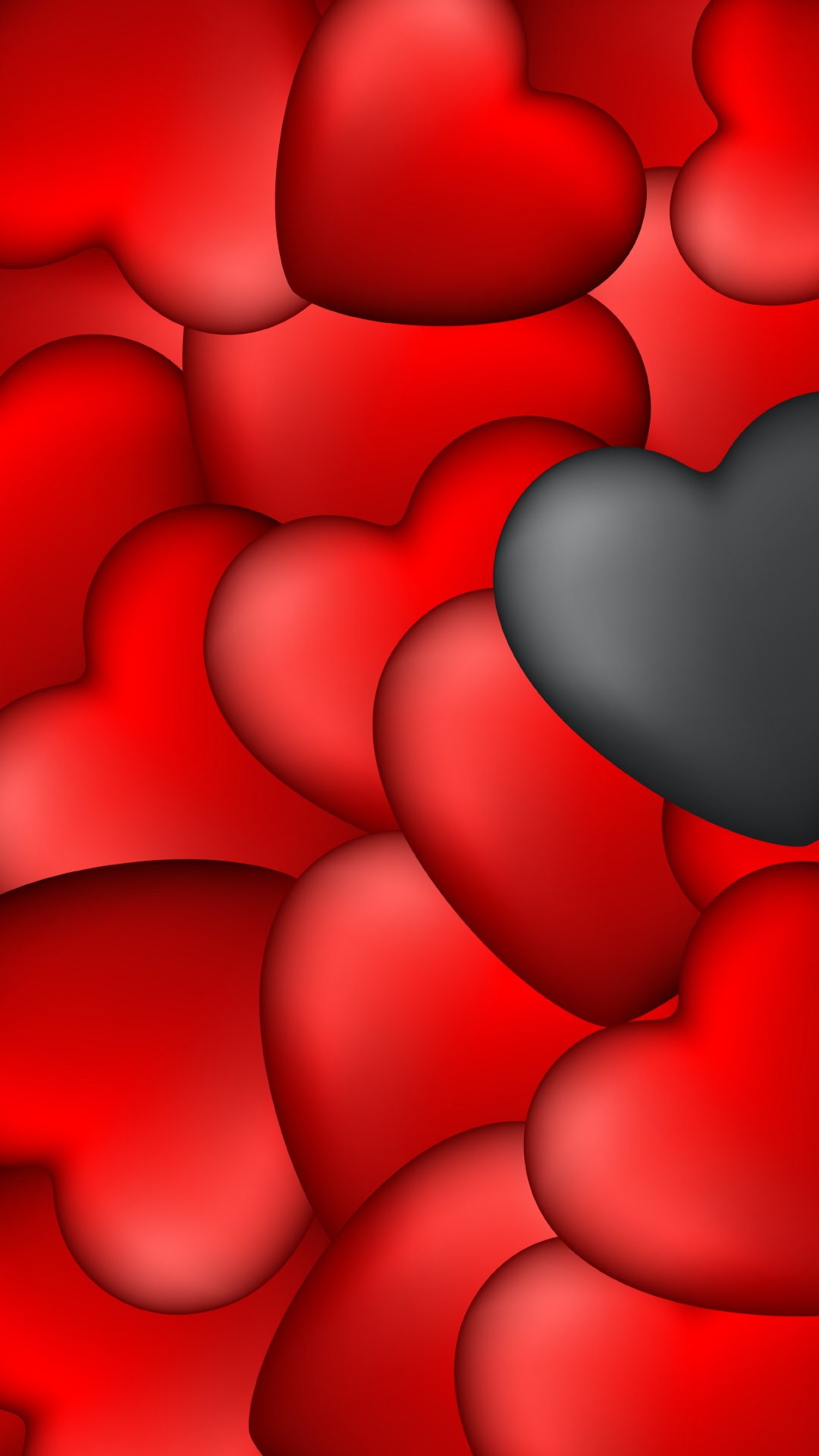Обои сердце, черный, красный цвет, День Святого Валентина, лепесток в разрешении 1080x1920
