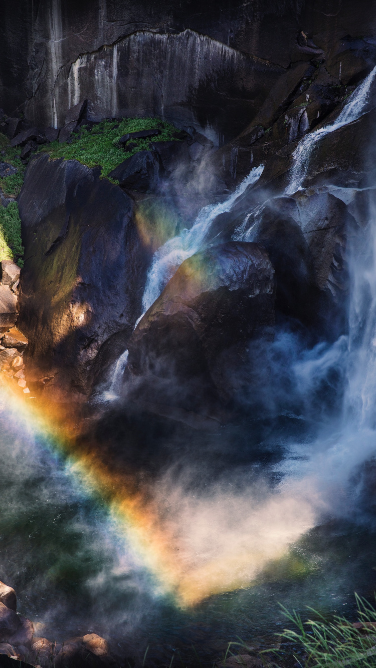 Обои водопад, природа, вода, природный ландшафт, водоток в разрешении 750x1334