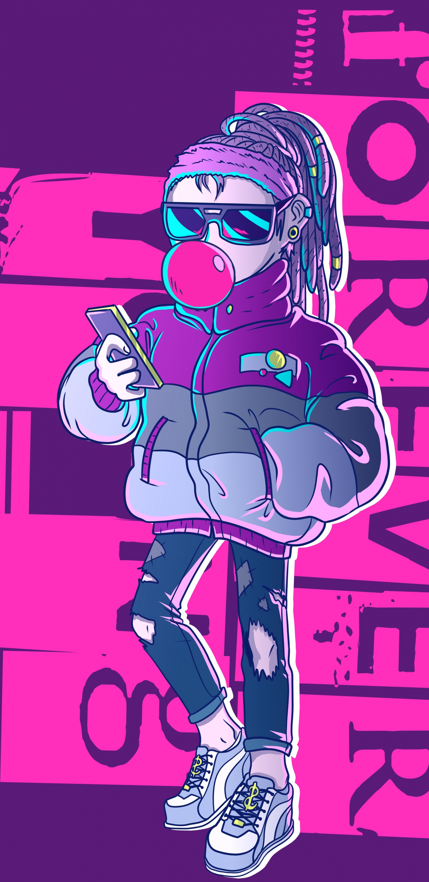 Обои арт, wisgoon, пурпур, розовый, пурпурный цвет в разрешении 1440x2960