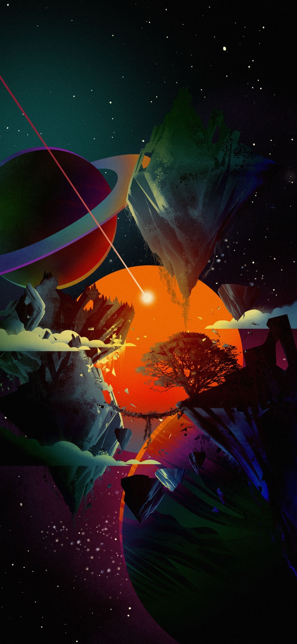 Обои ночь, визуальное искусство, арт, идея, космическое пространство в разрешении 1125x2436