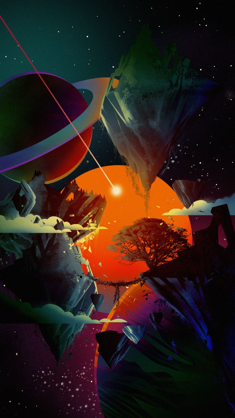 Обои ночь, визуальное искусство, арт, идея, космическое пространство в разрешении 750x1334