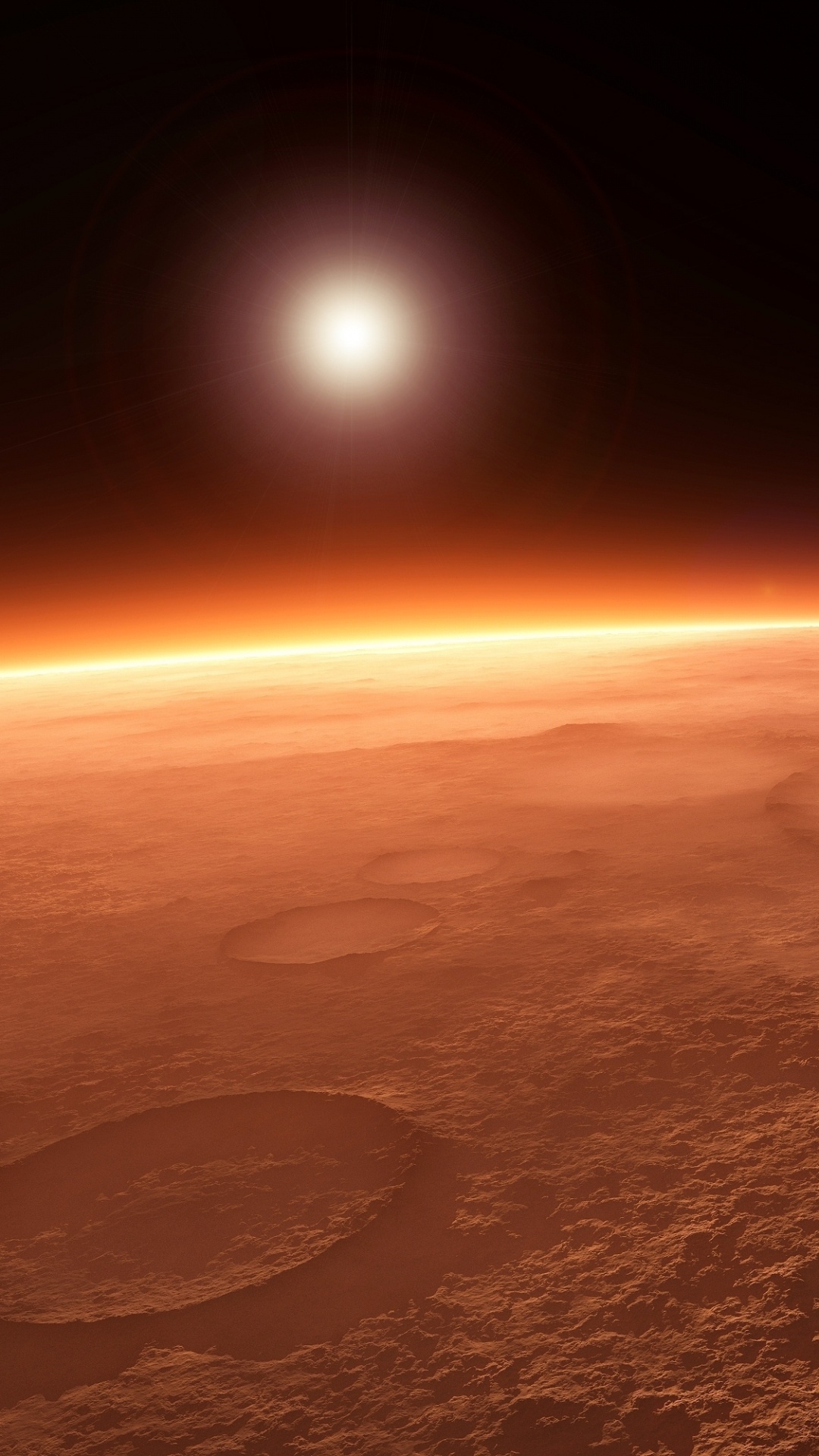 Обои Марс, планета, атмосфера, космическое пространство, горизонт в разрешении 1080x1920