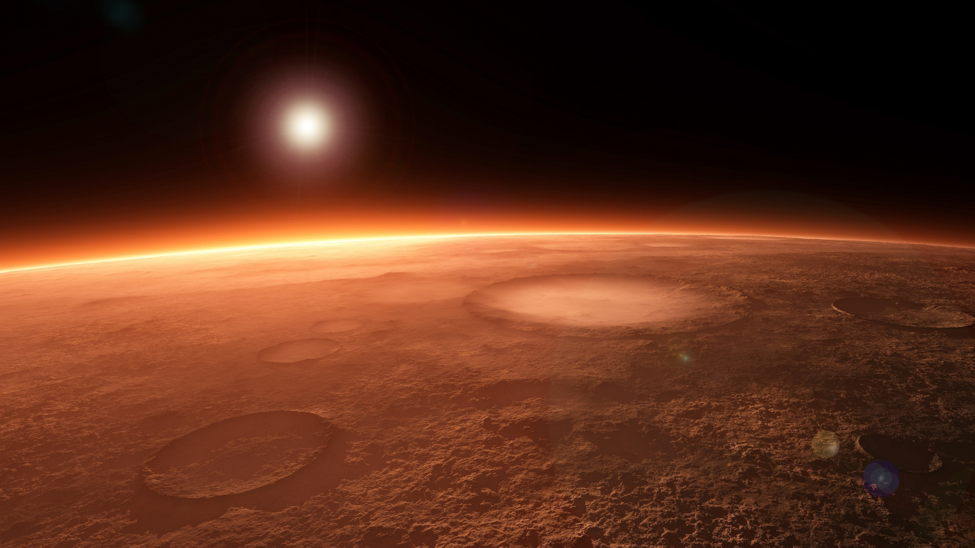 Обои Марс, планета, атмосфера, космическое пространство, горизонт в разрешении 1366x768