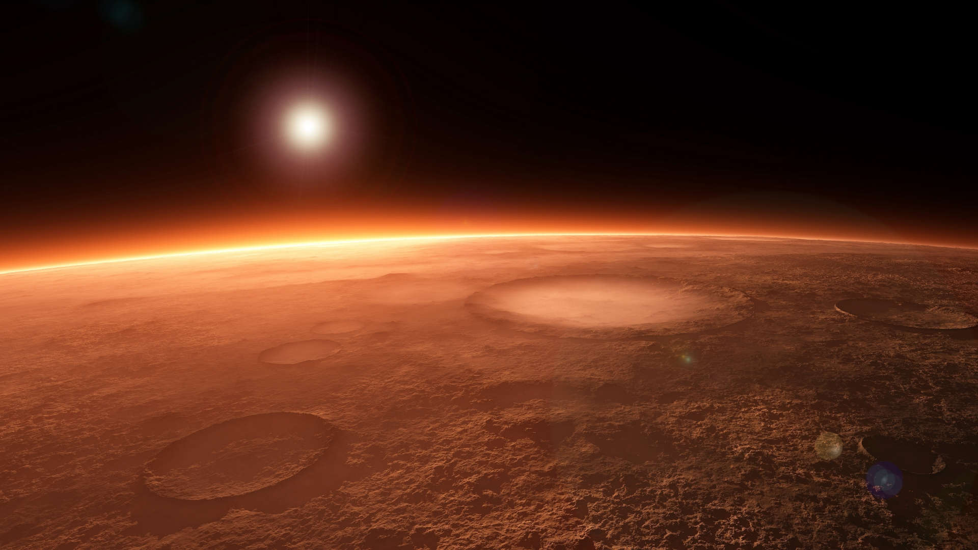 Обои Марс, планета, атмосфера, космическое пространство, горизонт в разрешении 1920x1080