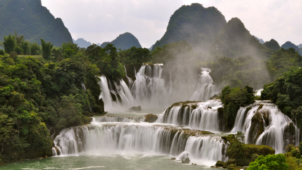 Обои Пан gioc водопад водопаду детиан, ангел падает, водопад, гидроресурсы, водоем в разрешении 1280x720