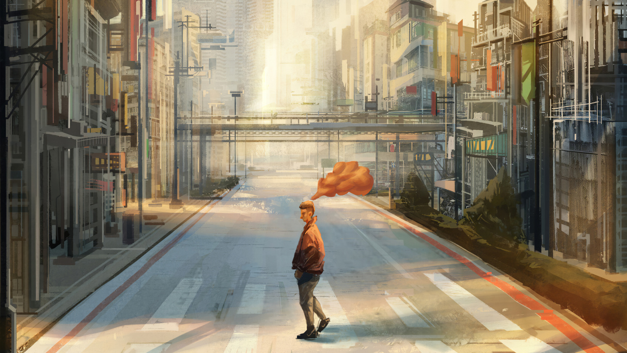 Обои городской район, арт, артист, произведение искусства, цифровое искусство в разрешении 1280x720