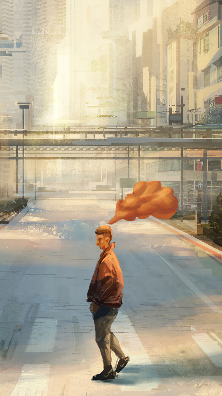 Обои городской район, арт, артист, произведение искусства, цифровое искусство в разрешении 750x1334